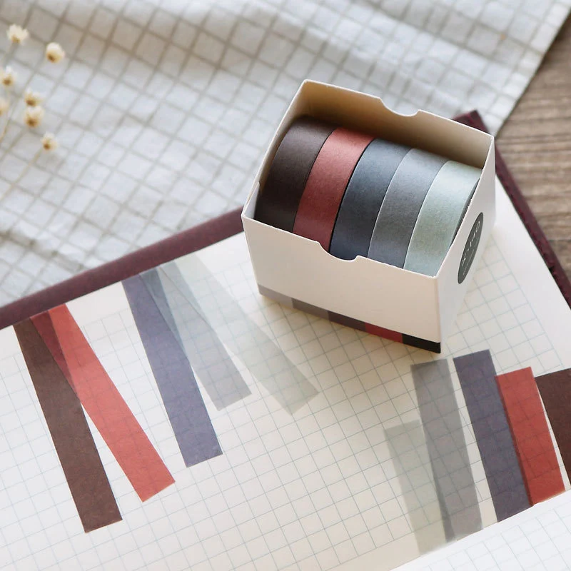 

5pcs/Lot Creative Gradient Colorful Decorative Adhesive Washi Tape Diy Scrapbooking Masking Tape Sticky Label Papeterie