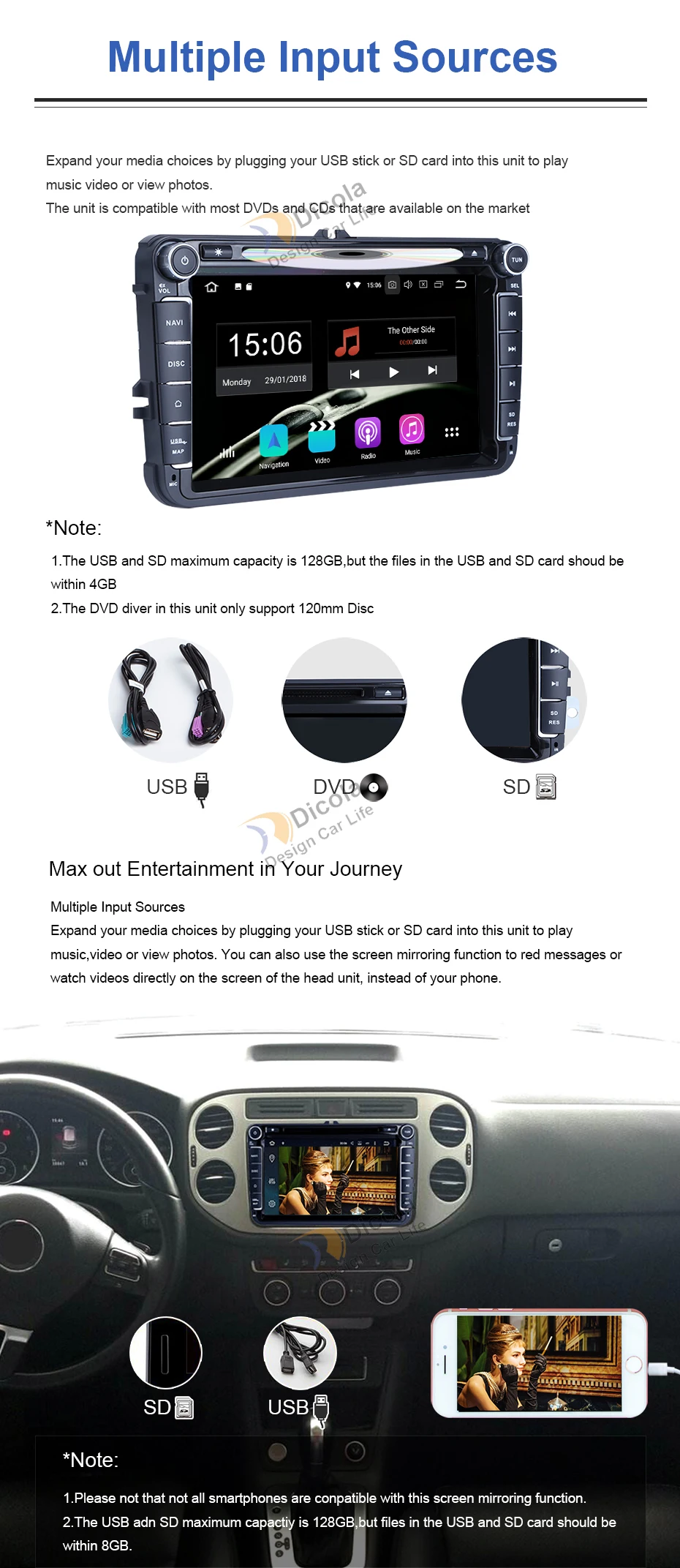 Top 4+64G Car Multimedia player Android 9.0 GPS 7 Inch IPS 2 Din Autoradio For VW/Volkswagen/Touareg Canbus Wifi FM Radio USB DVR 7