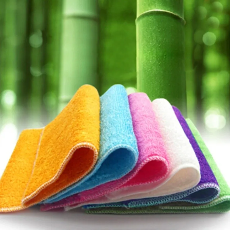 

2 pcs Bamboo Fibre Cleaning Cloths Furniture Floor Wipe Kitchen Table Oil Washing Cloth Multifunctional Car Cleaning Tool