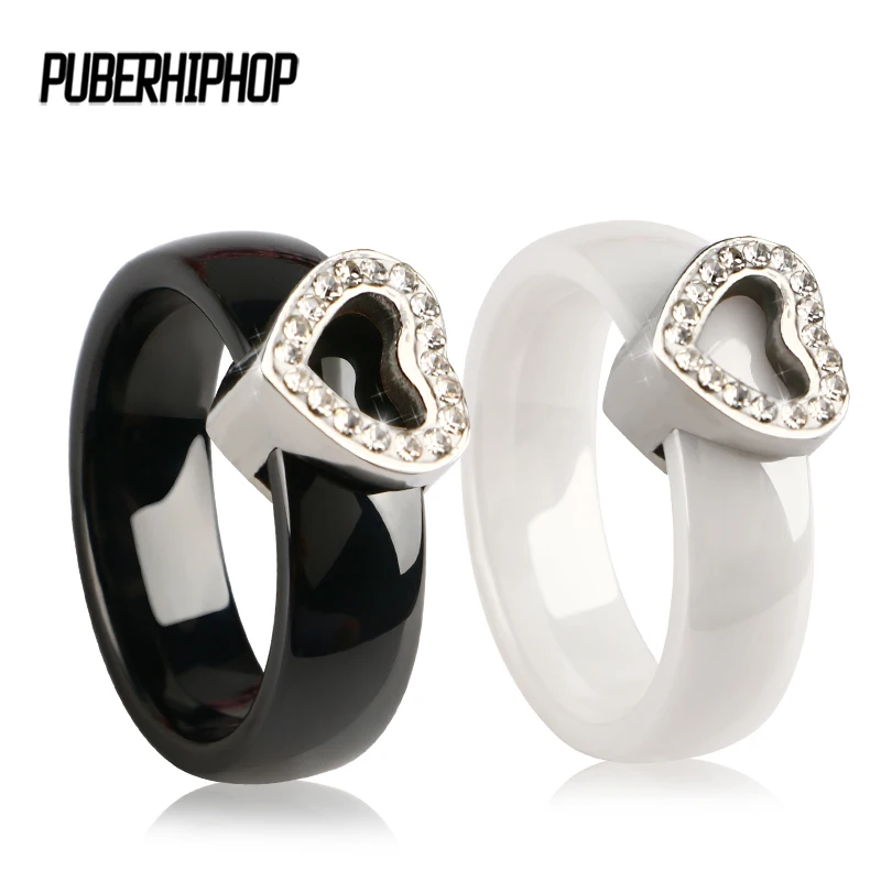 

2018 Trendy Love Rings Show Elegant Temperament Jewelry Women Girls Men White CZ Crystal Lovely Heart Wedding Ring Size 6 7 8 9