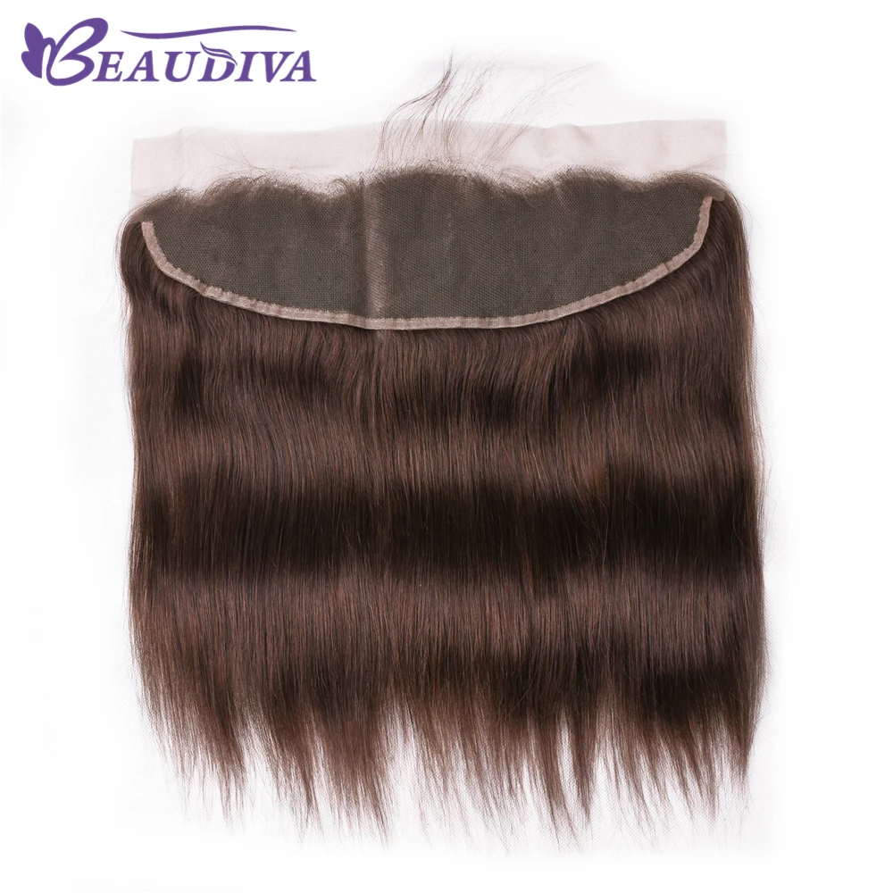 Beaudiva ухо до уха Кружева Фронтальная Закрытие 13X4 часть с 3 шт.#4 цвет бразильские прямые волосы remy пряди