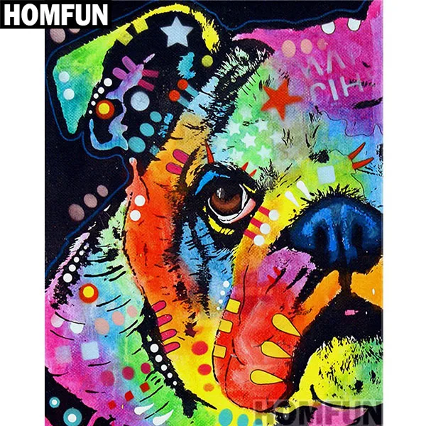HOMFUN полная квадратная/круглая дрель 5D DIY Алмазная картина "красочная собака" 3D вышивка крестиком 5D домашний Декор подарок A01020 - Цвет: Тёмно-синий