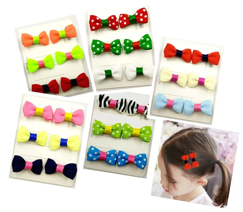 

Mini Hair Clip Grosgrain Ribbon Bow for Girls 6pcs/Set