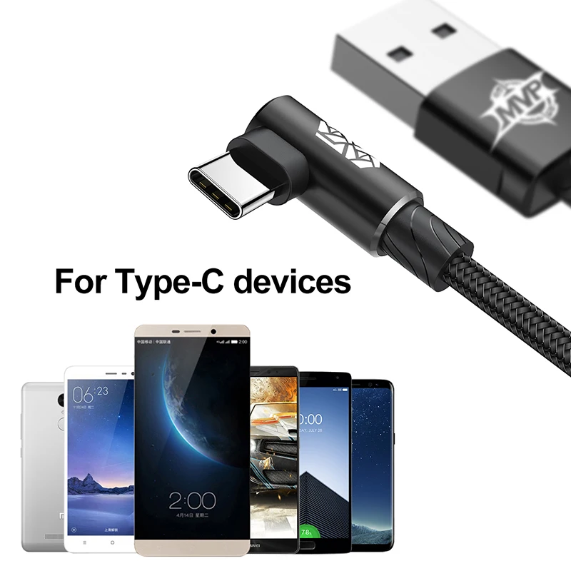 Baseus 90 градусов usb type C кабель для быстрой зарядки USB C изгиб игры зарядки для huawei Honor samsung S9 S8 кабель для передачи данных Android