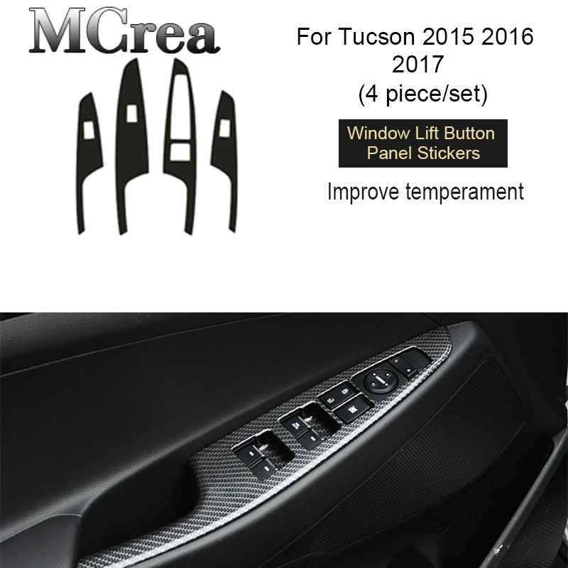 

MCrea 3D Stickers For Hyundai Tucson 2017 2015 2016 Carbon Fiber Door Windows Lift Panel Car Styling Rings Covers Accessories