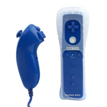 2 комплекта встроенный контроллер Motion Plus+ нунчаки для Nintendo wii темно-синий
