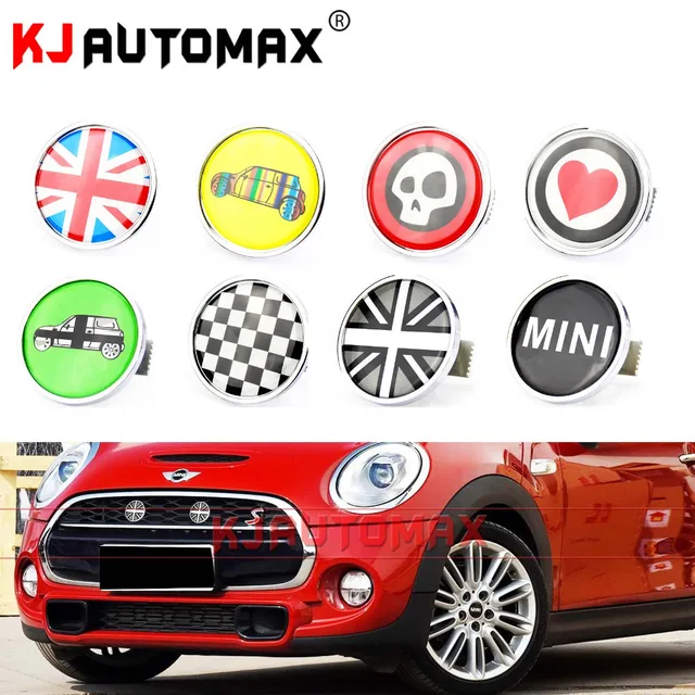 Mini Cooper Metal Front Grille Emblem Badge Set Sticker Accessories
