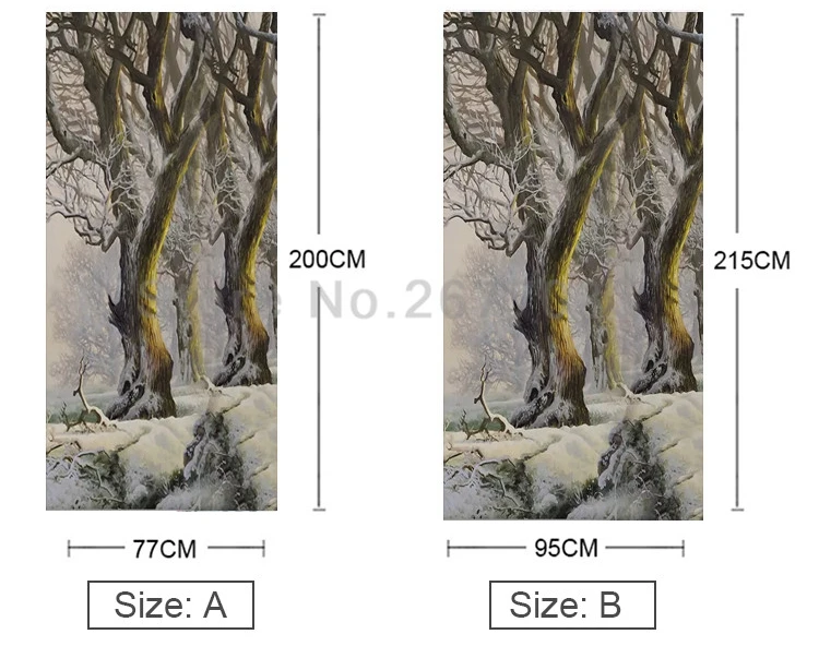 Наклейки на дверь красивые снежные леса большое дерево водоотталкивающие обои Гостиная Спальня Декор Двери обои ПВХ самоклеющиеся клейкие переводные наклейки