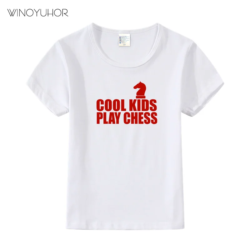 Крутая Детская футболка с надписью «игра в шахматы» г. Детская летняя повседневная футболка с короткими рукавами Топы для маленьких мальчиков и девочек, брендовая одежда - Цвет: White
