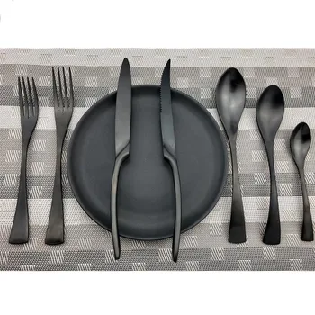 Accessori forchette Scoop in acciaio inossidabile di alta qualità Set di stoviglie per feste Kinfe Set di posate nero opaco trasporto di goccia 1 pezzo 1