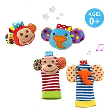 Baby Wrist Rattle Cartoon Soft Toys With Foot Socks Wrist Strap Educational Gift For 0-24 Months