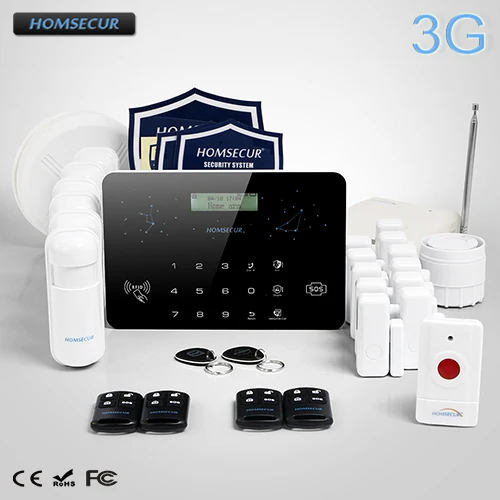

HOMSECUR Wireless LCD 3G/GSM/PSTN SMS Autodial Home Alarm System+SOS Intercom LC03-3G