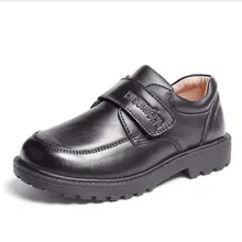 Новинка; сезон весна-осень; детская кожаная обувь для мальчиков; Черная детская обувь на каблуке; Нескользящая дышащая Студенческая обувь из натуральной кожи для малышей; 02B