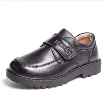 

New Spring/Autumn Children Leather Shoes Boys Black Kids Shoes heeled Non-slip Breathable Student Genuine Leather Baby 02B