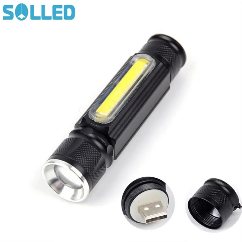 

SOLLED USB 5000lm Flashlight with Magnet Cob+ T6 Handy LED Flashlight Rechargeable Torch Flash Light Pocket LED