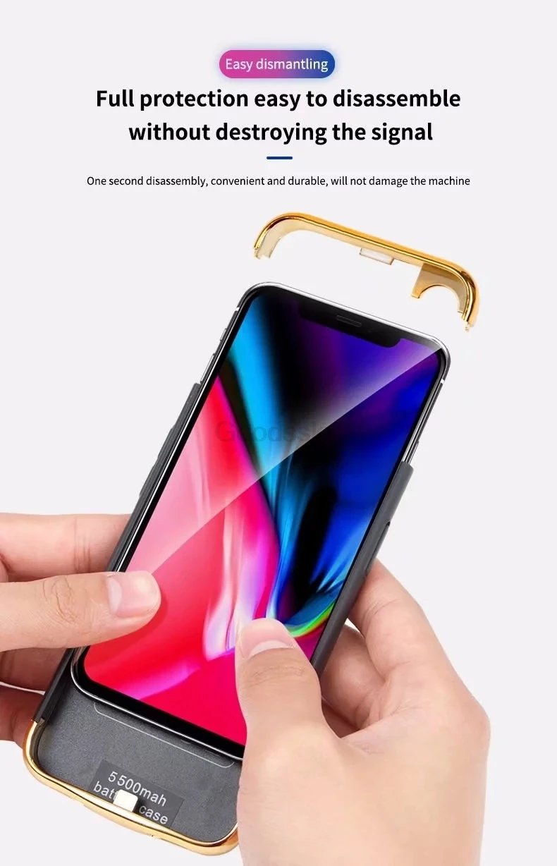 Тонкий противоударный чехол для зарядного устройства для iPhone XR XS Max, перезаряжаемый внешний аккумулятор для iPhone X XS, чехол для зарядки