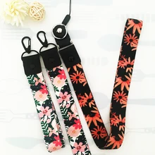 Summer Flower Lanyards for Keys ID Card Sports Gym Phone Holder Grip Neck Wrist Straps 2
