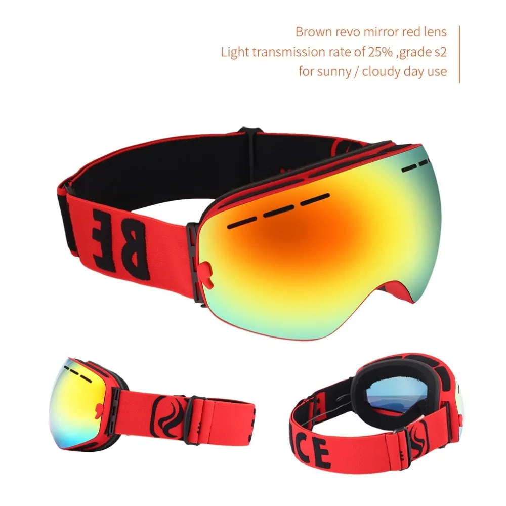 

Ski Snowboard Snowmobile Goggles with Magnet Fast Lens Changing UV400 Protection Anti-fog Spherical Frameless Goggles