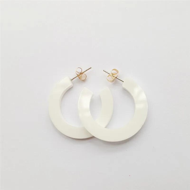 TTLIFE трендовые акриловые серьги-кольца для женщин, цветные круглые серьги из ацетатной смолы 3 см, геометрические массивные серьги, модное ювелирное изделие - Окраска металла: White