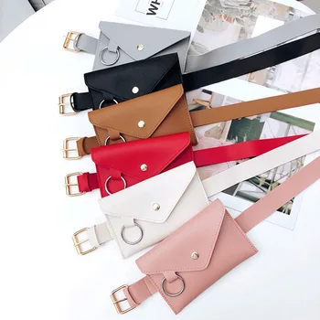 

Gemeer Fanny Pack Women Belt Bag Leather Waist Bag Fashion Women's Pure Color Ring PU Messenger Shoulder Chest Pochete Homem