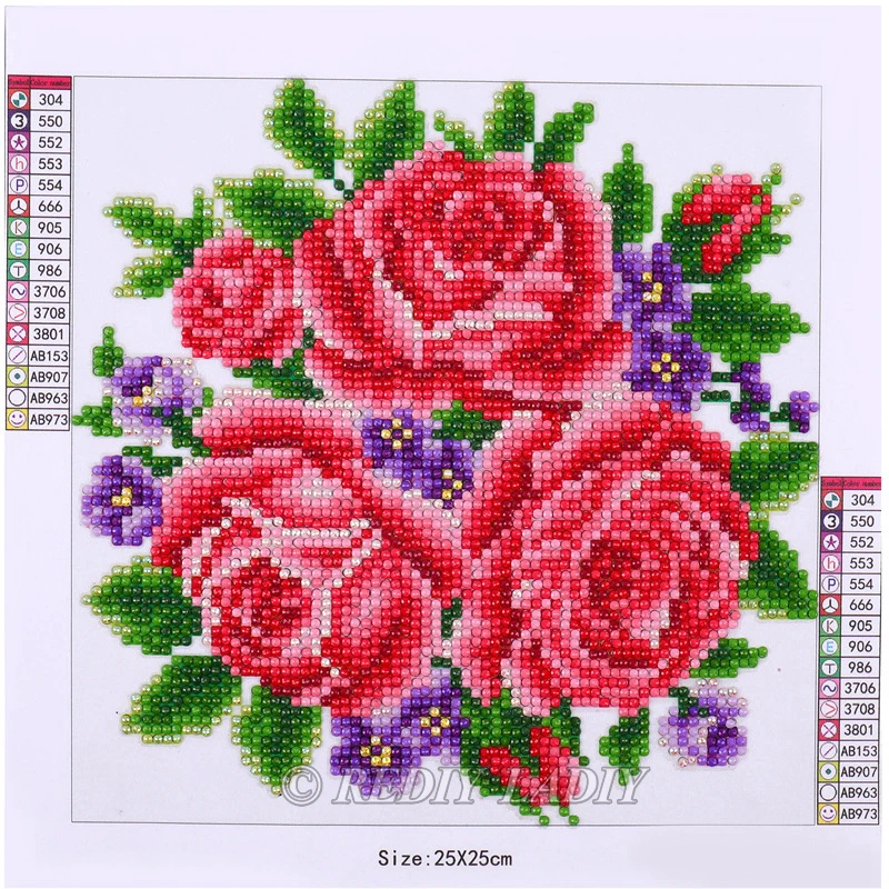 

DIY Diamond Mosaic Flowers Butterfly Crystal AB Diamond Painting Craft Partial Round Diamond Embroidery for Kids Christmas Gift
