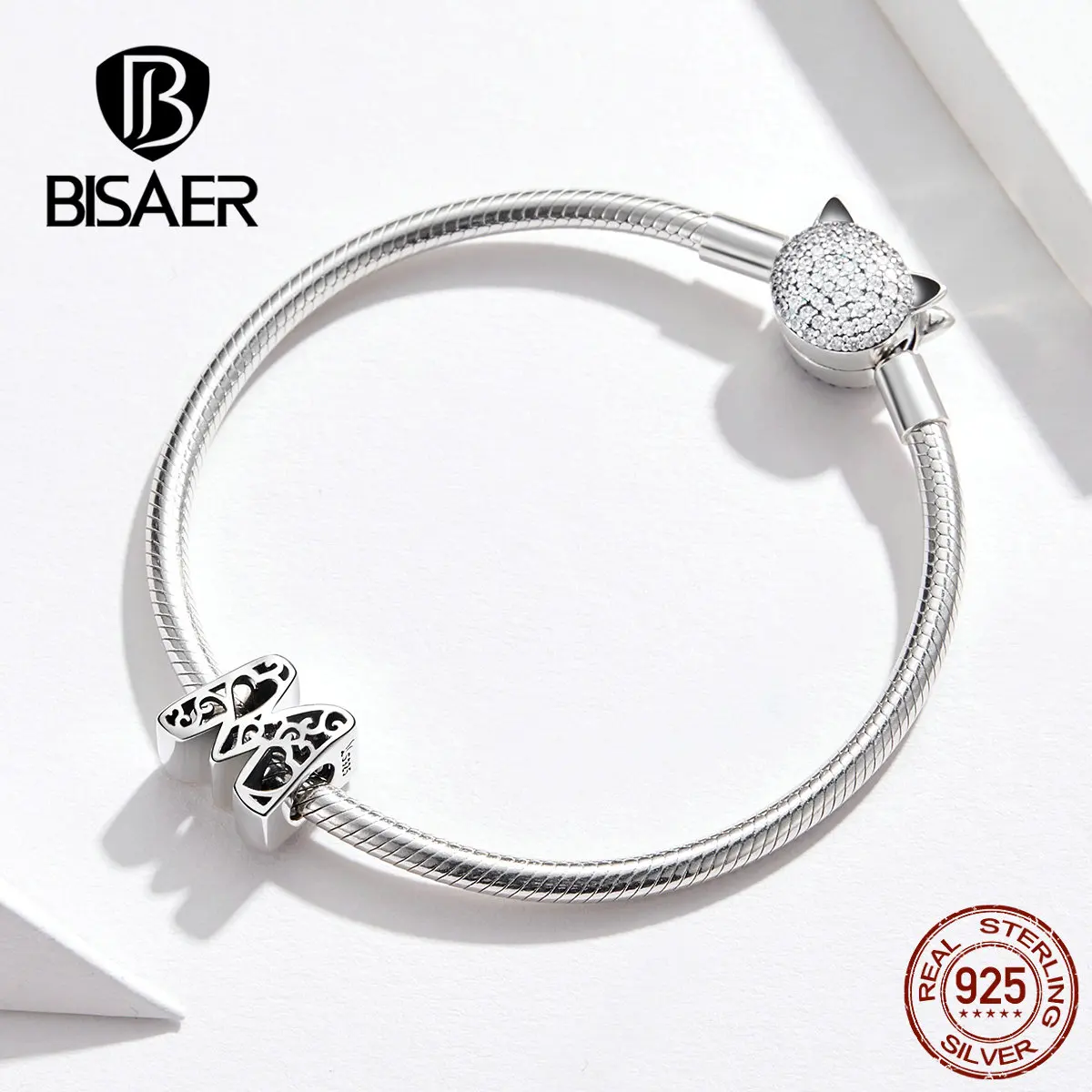 BISAER, 925 пробы, серебряные буквы м, алфавит, бусины, амулеты, подходят для шарма, браслеты, серебро 925, ювелирные изделия, изготовление ECC1229-M