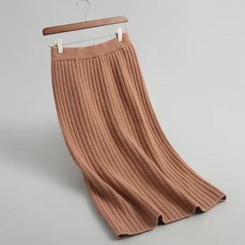 

autumn and winter women's skirt casual solid color knitted skirt