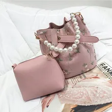 Сумки для женщин жемчуг кожа вышивка цветок Crossbody сумку цепи пляжная сумка bolsa feminina# Y25