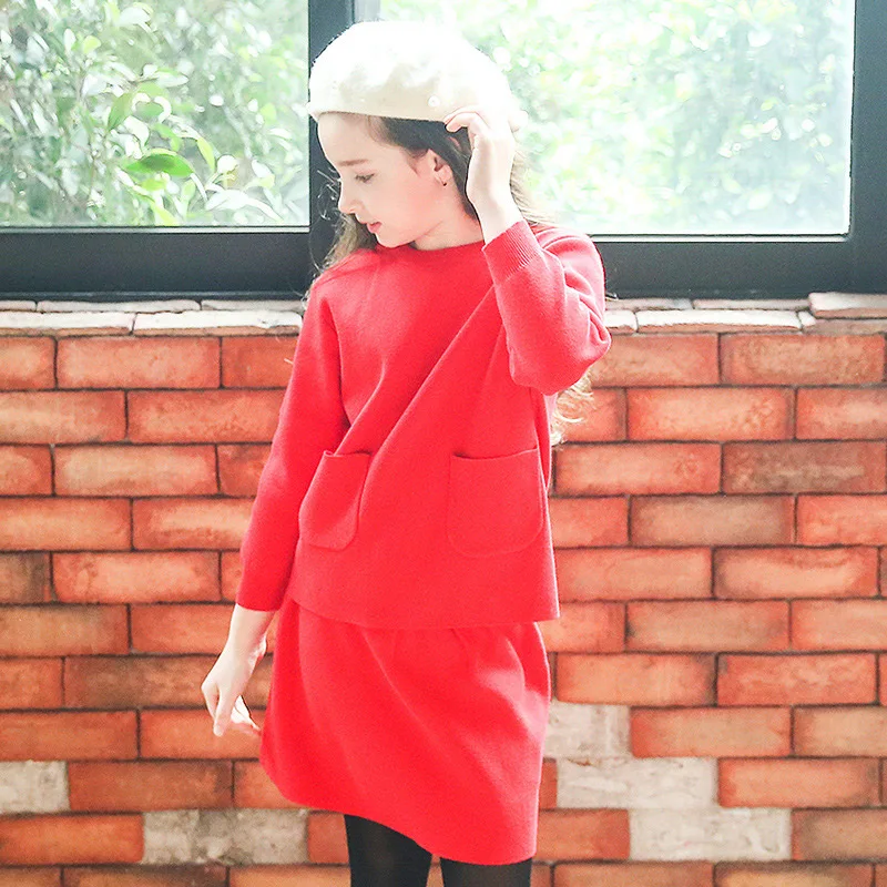 

Girl Long Sleeve Set Tracksuit For Girls Autumn Winter Clothes Kids T-shirt + Skirt Fashion Children Toddler Girl Clothing