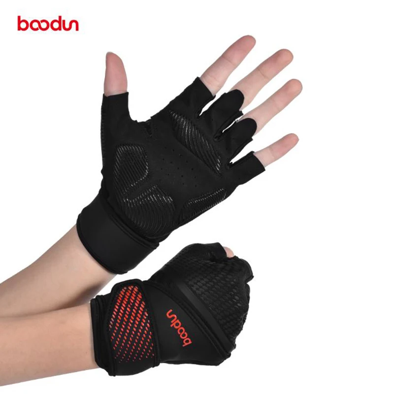 Boodun Sport Weight Lifting Gloves with Wrist Wrap Support Full Palm Protection for Pull Ups Fitness Training Body Building