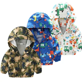 

Children Kids jackets for boys spring autumn windbreaker dinosaur toddler girls coats and jackets outerwear Hooded 1 5 7 Years