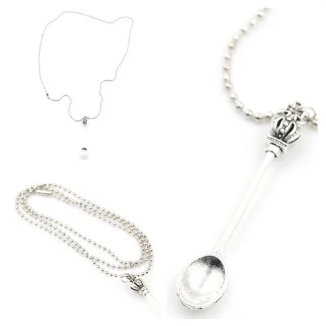 2019 New 1PC Mini Crown Tea Spoon Pendant Necklace Fashion Silver Long Chain Charm Women Sweater Jewelry Beauty Decor Party Gift