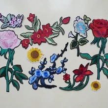 1 шт. розовые цветы вышитые железные нашивки для одежды DIY полосы одежды Лоскутная наклейка на заказ аппликация DIY значки