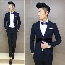 New 2017 men’s fashion boutique groom Pure color wedding dress suit jackets / Male joining together Slim leisure business suits