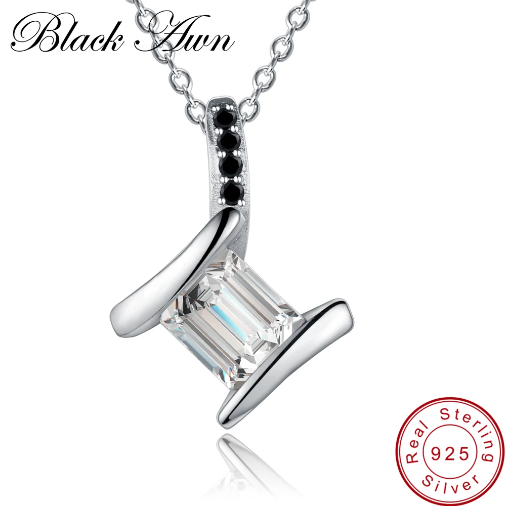 

[BLACK AWN] 925 Sterling Silver Jewelry Trendy Necklace for Women Silver 925 Jewelry Female Necklaces Pendants P065