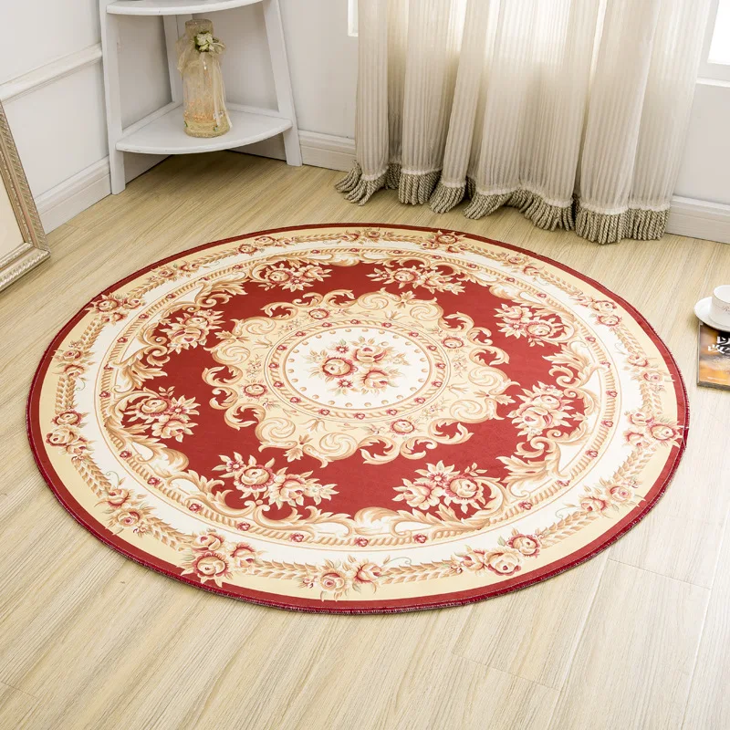 

European Jacquard Round Rug Living Room Coffee Table Carpets Non-slip Waterproof Door Mats
