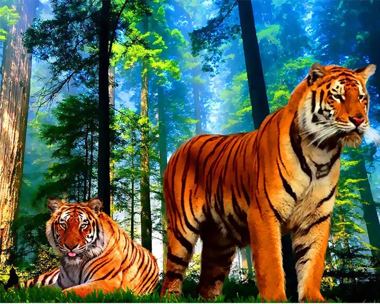 Diy Diamond Painting tiger Full Square Rhinestones Cross Stitch Crystal Mosaic Embroidery Home christmas decorations gift | Дом и сад