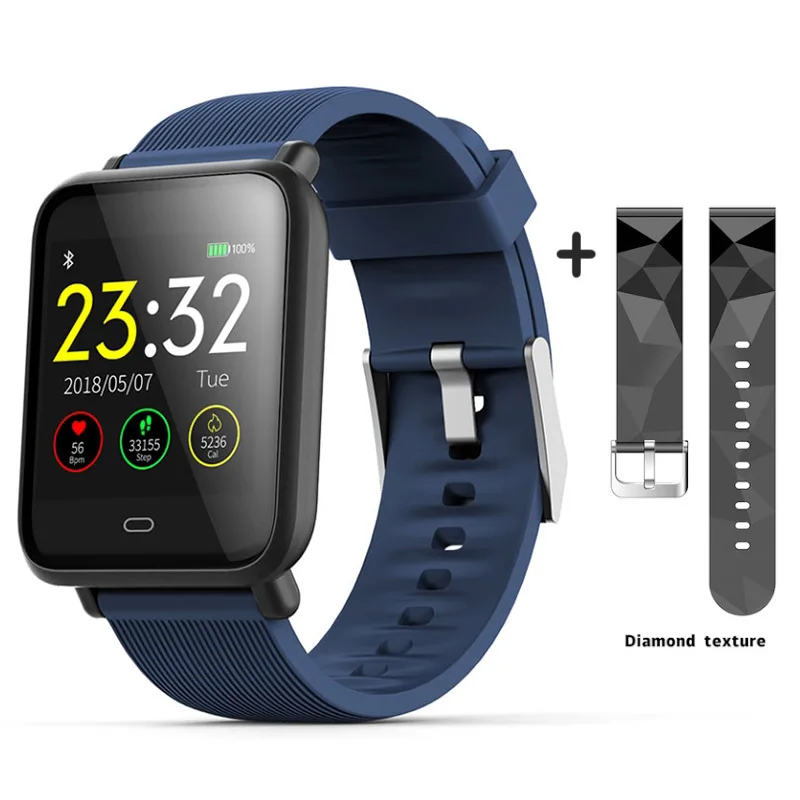 Смарт-браслет Q9 спортивные часы браслет TFT высокой четкости цвет кровяное давление/Кислород пульсометр трекер монитор умные часы - Цвет: Синий