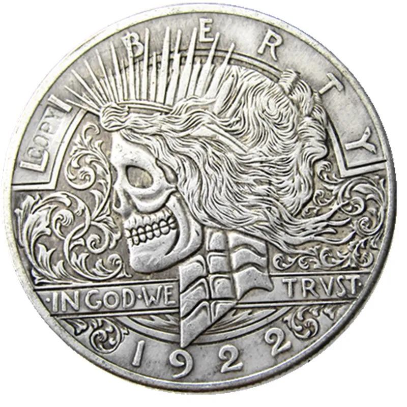 

HB(42) US 1922 Hobo Peace Dollar Hand Carved Creative Design Copy Coins