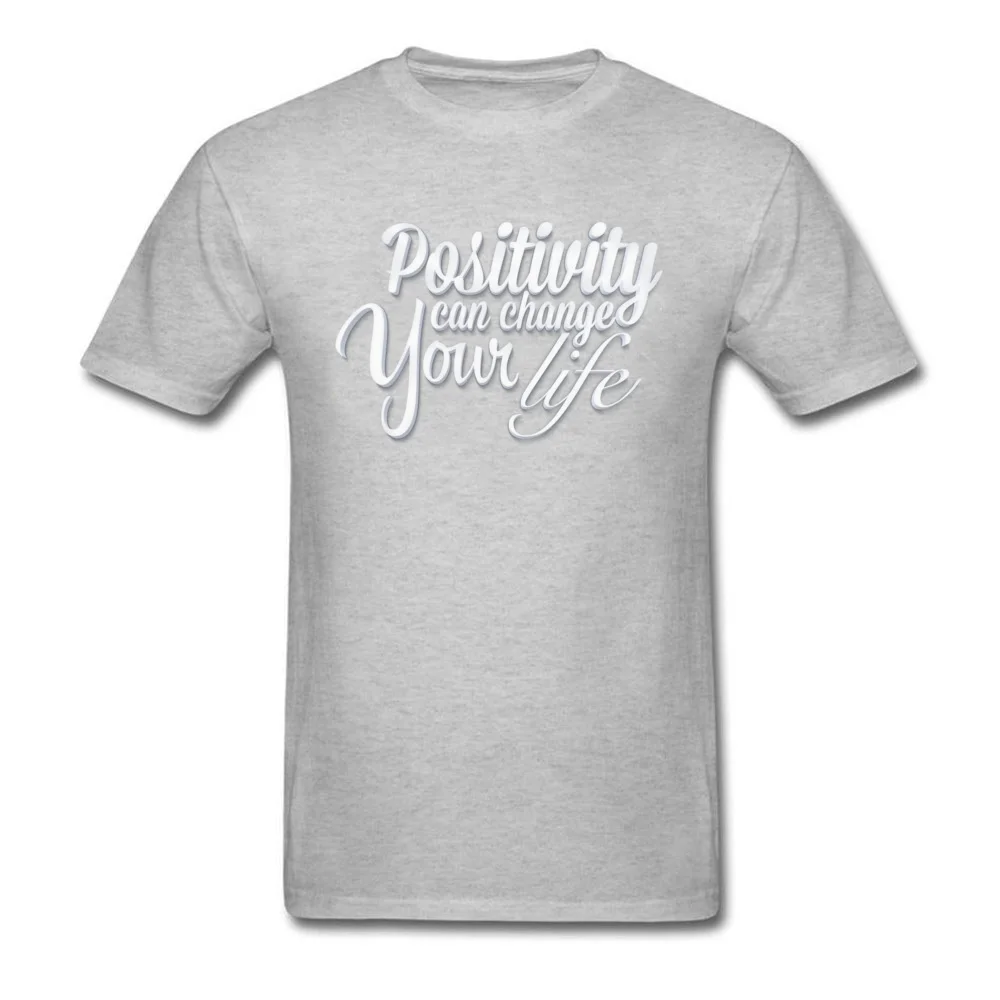 Positivity O Neck T-Shirt Summer Tops & Tees Short Sleeve Cute 100% Cotton 3D Printed T Shirt Normal Men's Top Quality Positivity grey