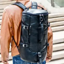 Из искусственной кожи, многофункциональный мужской Большой Вместительный рюкзак для путешествий, модная дизайнерская мужская черная Дорожная сумка для альпинизма