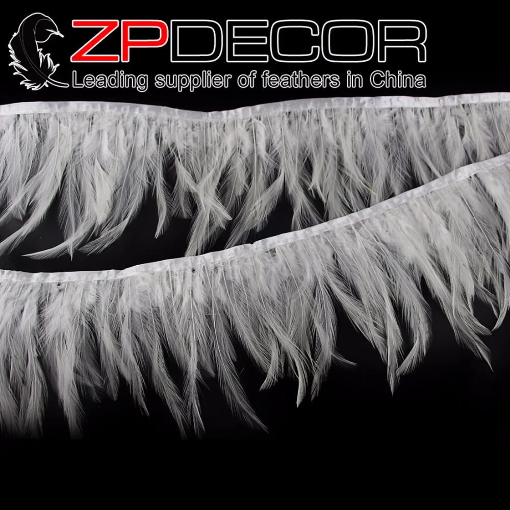 

Factory ZPDECOR Exporting 5-6inch(12.5-15cm) AAA Quality White Bleached Chicken Neck Hackle Feathers Trim for Wedding Costume