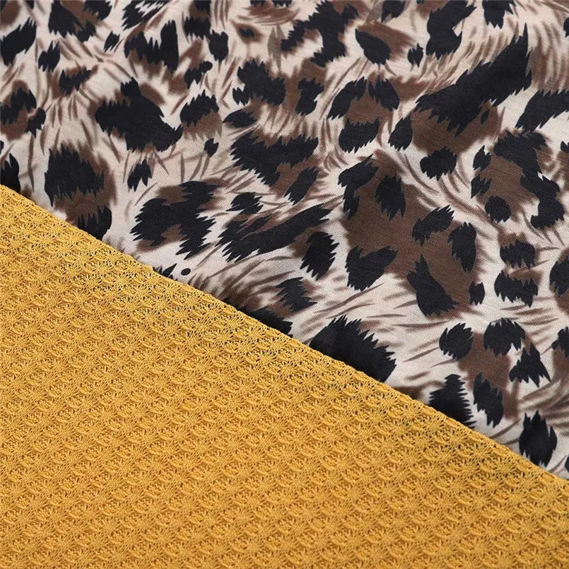 Сексуальный Свободный с длинным рукавом цветной лоскутный Леопардовый принт бандажный свитер женский топ винтажная Vetement Femme одежда 40NV23