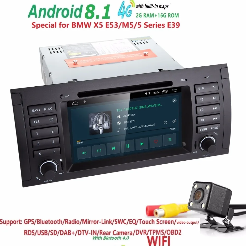 

Android 9.0 2G RAM 16G ROM GPS Navi Car DVD Multimedia for BMW E53 X5 E39 5 97-06 DAB+ Wifi 4G BT RDS Radio Can bus DVR Monitor