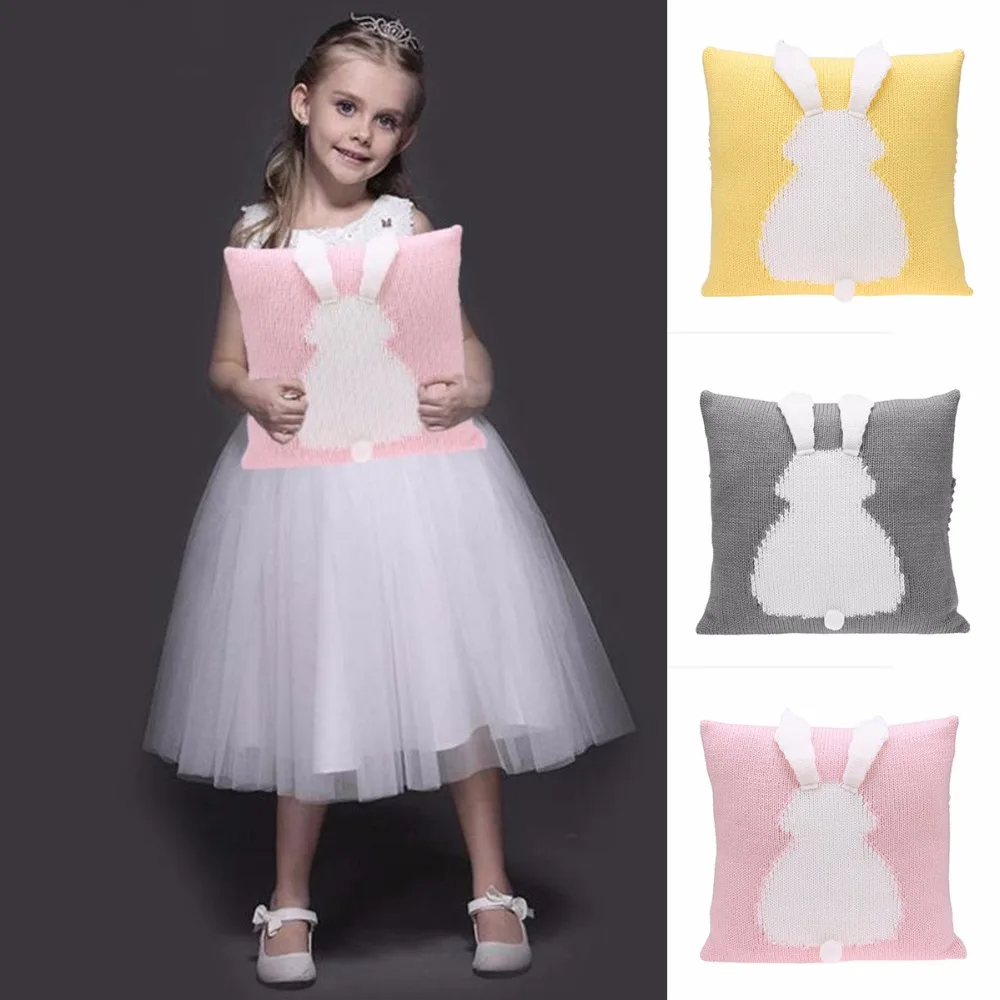 Adorável dos Desenhos Capa de Almofada do Bebê de Malha Travesseiro do Bebê Animados Coelho Crianças Cadeira Assento Sofá Cama Decorativa Fronha Fotografia Adereços 3d 4 Mamãe e Bebê