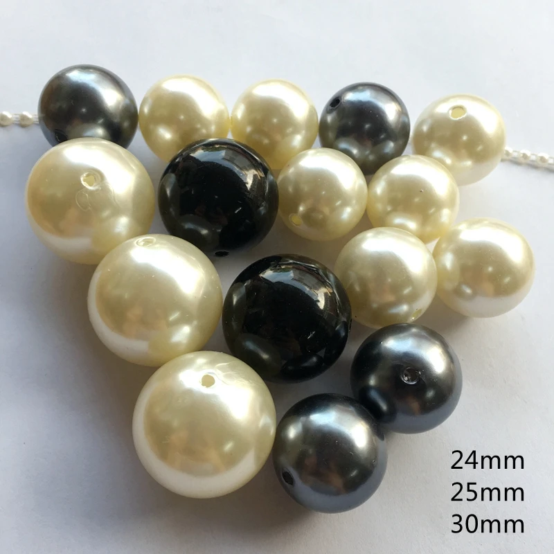 

Meideheng big size Imitation pearl black and beige DIY Beads For Exaggeration Jewelry Making Needlework Accessories 24mm25mm30mm