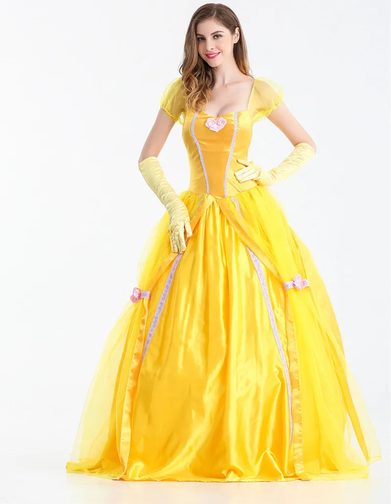 Сказочный костюм для косплея взрослых желтое платье размер S XXL|dress size|yellow dressbeauty and