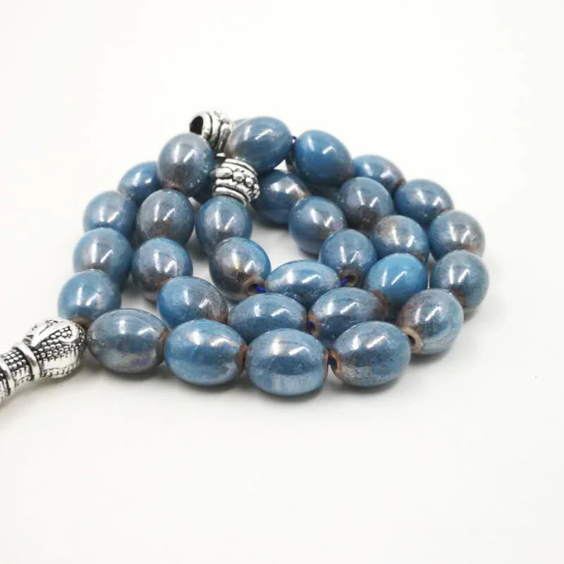 Новый стиль tasbih Керамика ручной работы 33 бусины металлические кисточки Eid