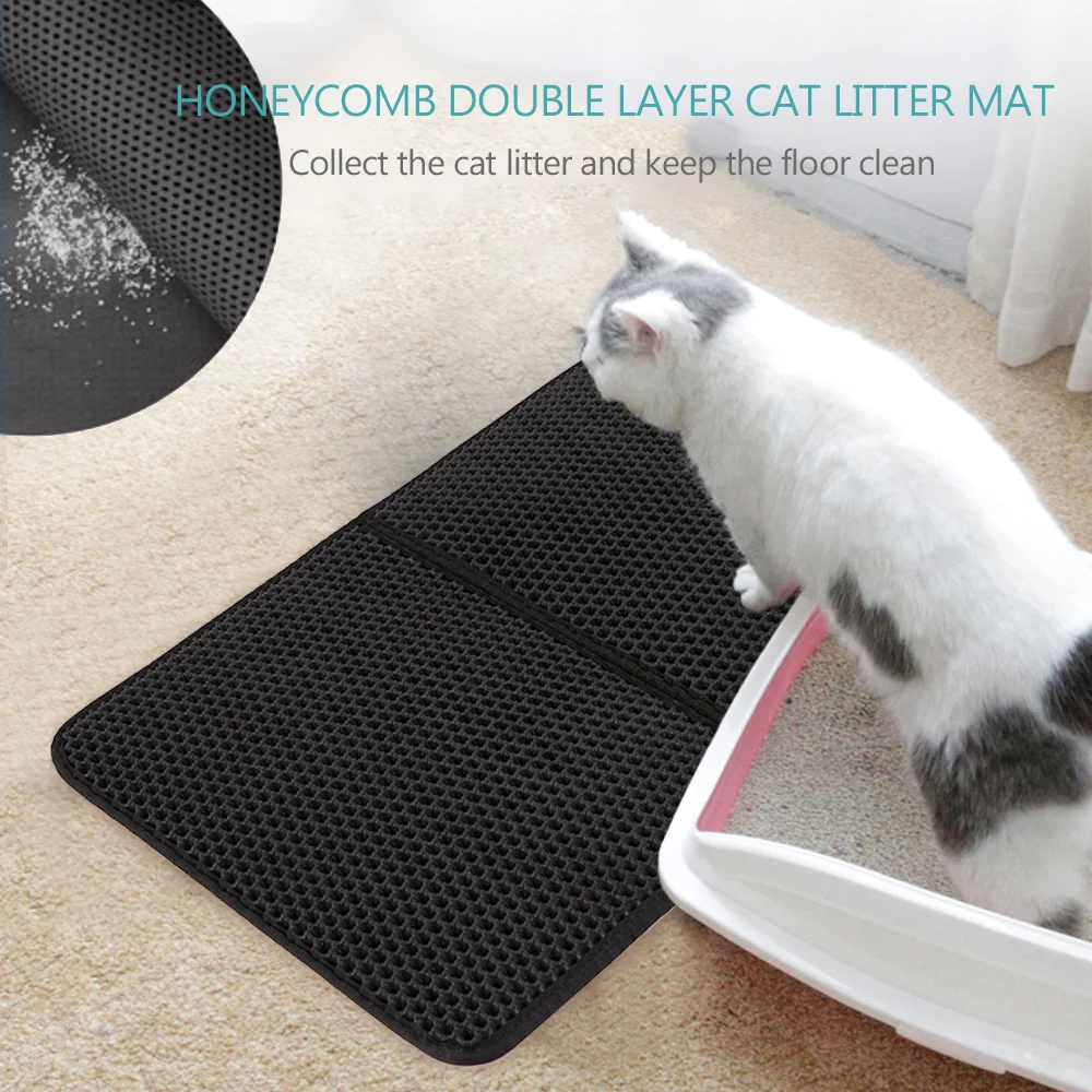 

Pet Cat Litter Box Mat Double-Layer Cats Bed House Trapper Mats Honeycomb Waterproof Urine Proof For Cats Mat Wearable Supplies