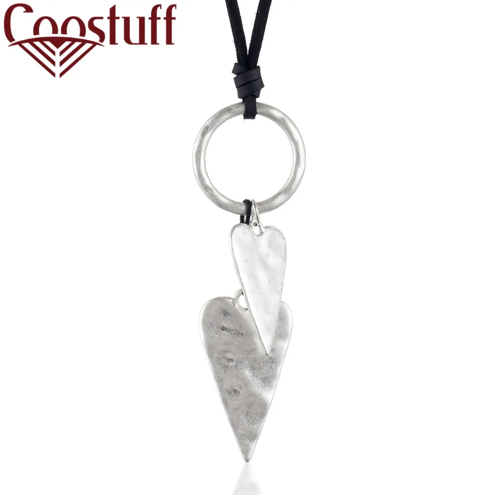 

Silver statement necklaces & pendants vintage Black Leather Long necklace women christmas gift collares mujer colar choker